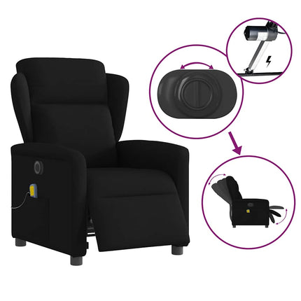 Elektrisk massagefåtölj med uppresningshjälp svart tyg