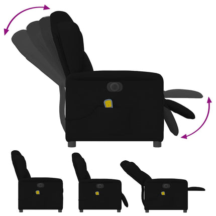 Elektrisk massagefåtölj med uppresningshjälp svart tyg