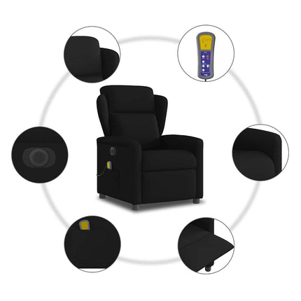 Elektrisk massagefåtölj med uppresningshjälp svart tyg