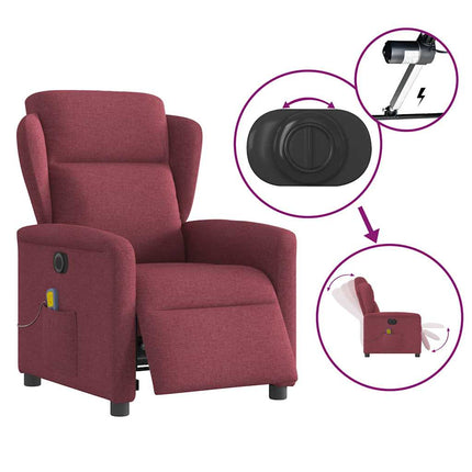 Elektrisk massagefåtölj vinröd tyg