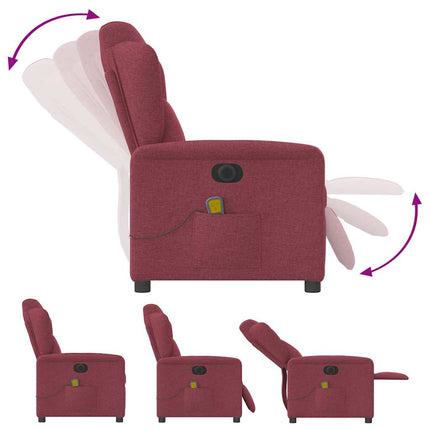 Elektrisk massagefåtölj vinröd tyg