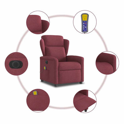 Elektrisk massagefåtölj vinröd tyg
