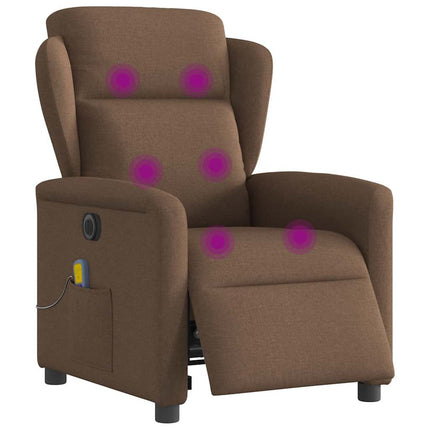 Elektrisk massagefåtölj brun tyg