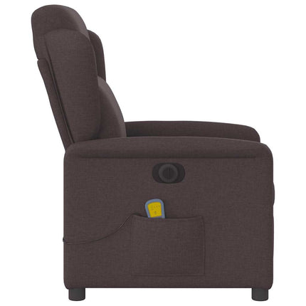 Elektrisk massagefåtölj mörkbrun tyg