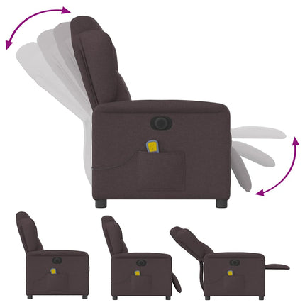 Elektrisk massagefåtölj mörkbrun tyg