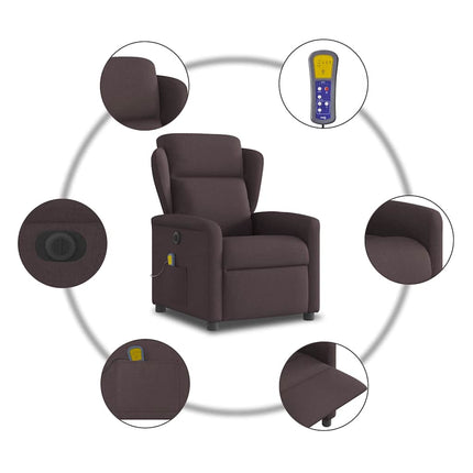 Elektrisk massagefåtölj mörkbrun tyg