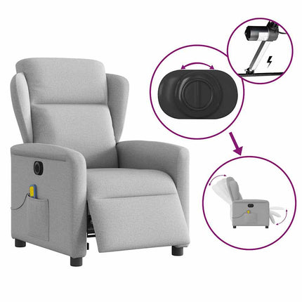 Elektrisk massagefåtölj molngrå tyg