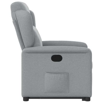 Reclinerfåtölj med uppresningshjälp ljusgrå tyg