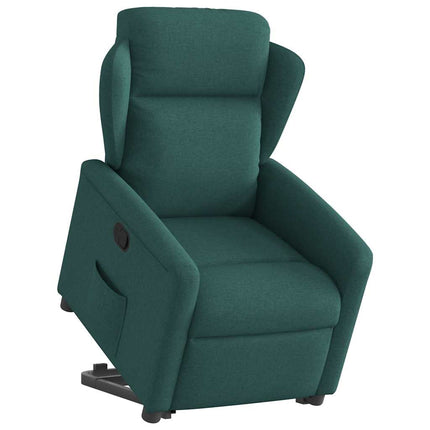 Reclinerfåtölj med uppresningshjälp mörkgrön tyg