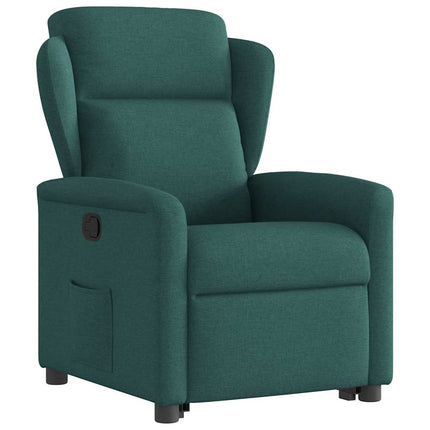 Reclinerfåtölj med uppresningshjälp mörkgrön tyg
