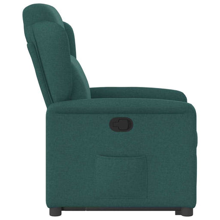 Reclinerfåtölj med uppresningshjälp mörkgrön tyg