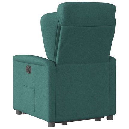Reclinerfåtölj med uppresningshjälp mörkgrön tyg