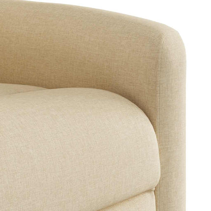 Reclinerfåtölj med uppresningshjälp gräddvit tyg