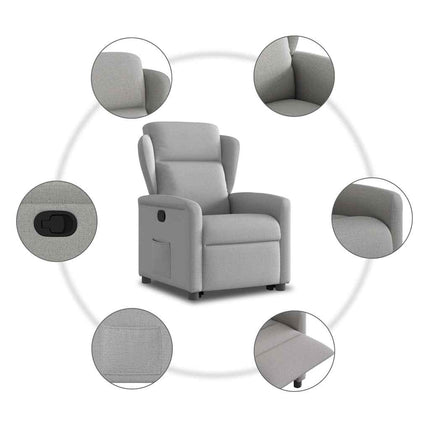 Reclinerfåtölj med uppresningshjälp molngrå tyg