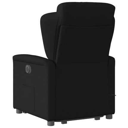 Massagefåtölj med uppresningshjälp svart tyg