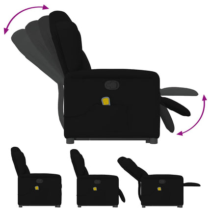 Massagefåtölj med uppresningshjälp svart tyg