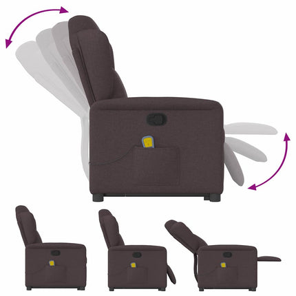 Massagefåtölj med uppresningshjälp mörkbrun tyg