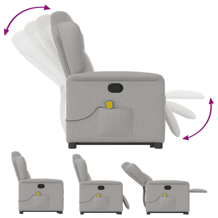 Massagefåtölj med uppresningshjälp molngrå tyg