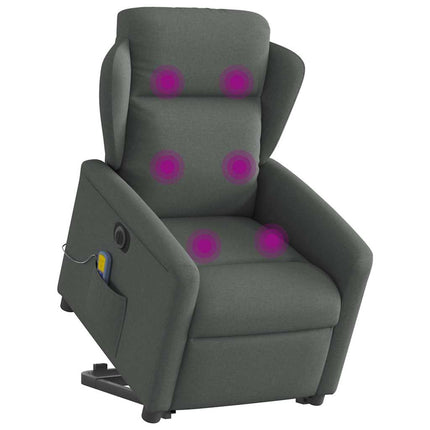 Elektrisk massagefåtölj med uppresningshjälp mörkgrå tyg