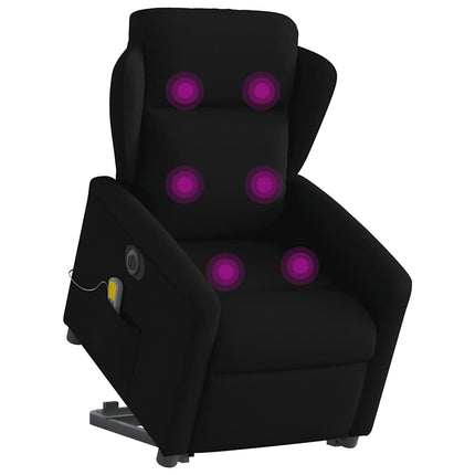 Elektrisk massagefåtölj med uppresningshjälp svart tyg