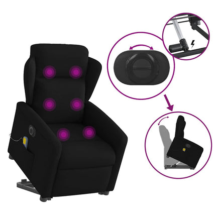 Elektrisk massagefåtölj med uppresningshjälp svart tyg