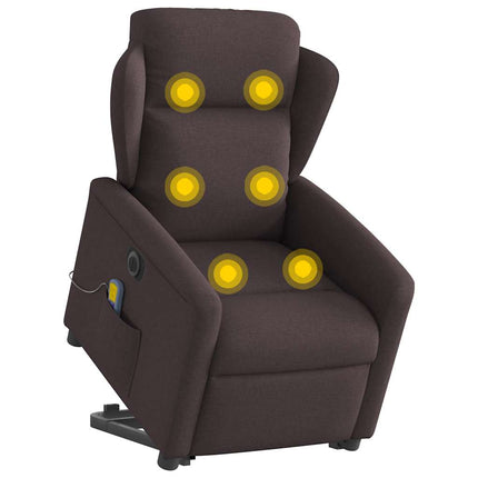 Elektrisk massagefåtölj med uppresningshjälp mörkbrun tyg