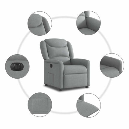 Elektrisk reclinerfåtölj ljusgrå tyg