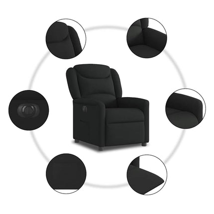 Elektrisk reclinerfåtölj svart tyg