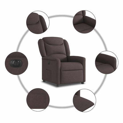 Elektrisk reclinerfåtölj mörkbrun tyg