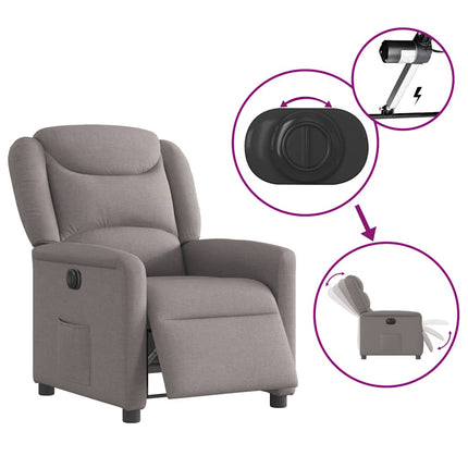 Elektrisk reclinerfåtölj taupe tyg
