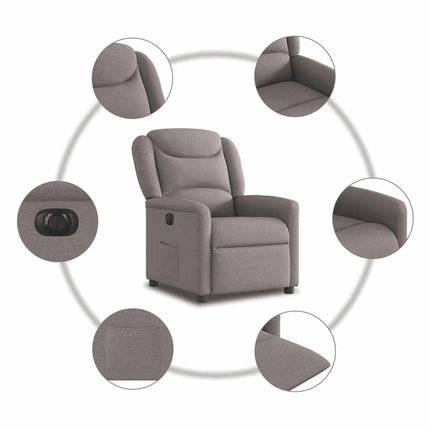 Elektrisk reclinerfåtölj taupe tyg