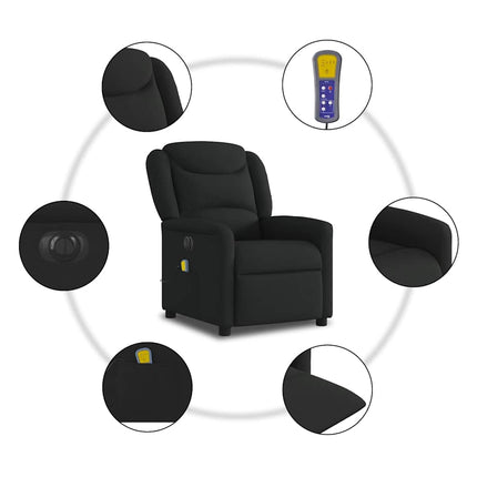 Elektrisk massagefåtölj med uppresningshjälp svart tyg