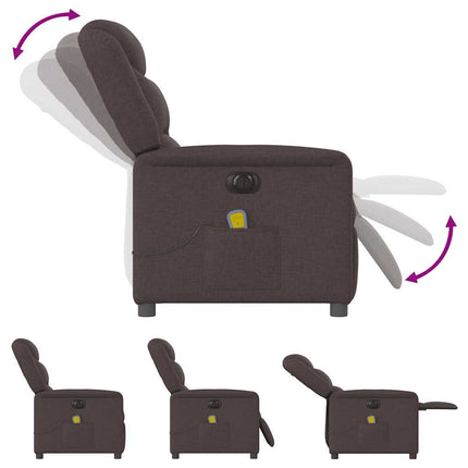 Elektrisk massagefåtölj mörkbrun tyg