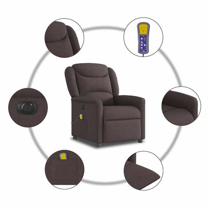 Elektrisk massagefåtölj mörkbrun tyg