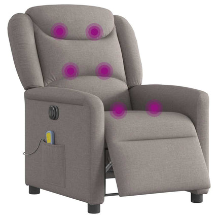 Elektrisk massagefåtölj taupe tyg