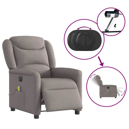 Elektrisk massagefåtölj taupe tyg
