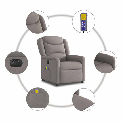 Elektrisk massagefåtölj taupe tyg