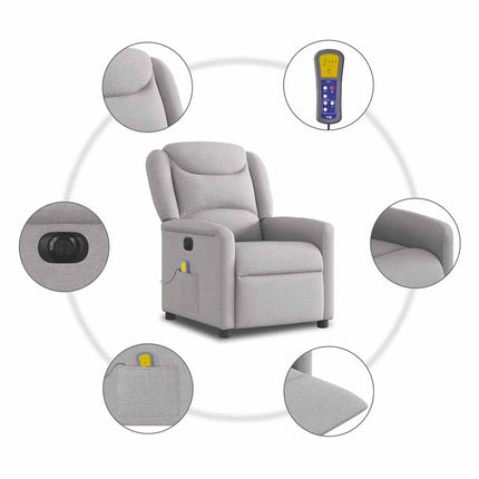 Elektrisk massagefåtölj molngrå tyg