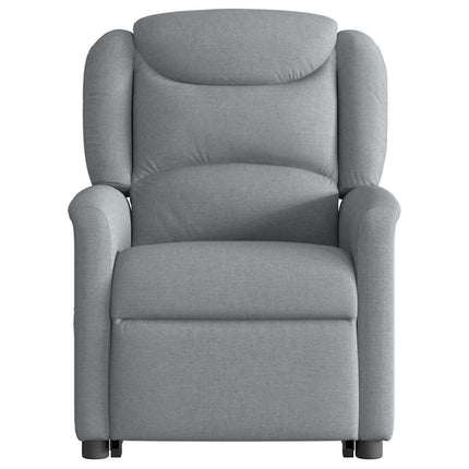 Reclinerfåtölj med uppresningshjälp ljusgrå tyg