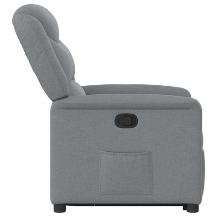 Reclinerfåtölj med uppresningshjälp ljusgrå tyg