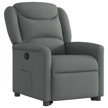Reclinerfåtölj med uppresningshjälp mörkgrå tyg