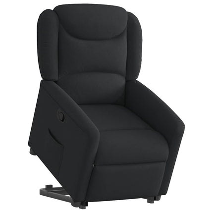 Reclinerfåtölj med uppresningshjälp svart tyg