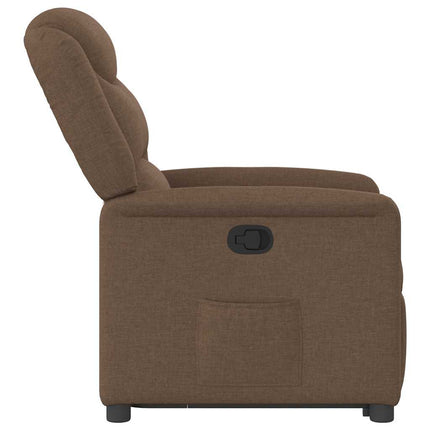 Reclinerfåtölj med uppresningshjälp brun tyg