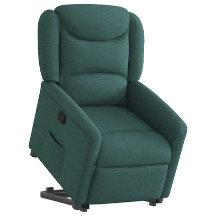 Reclinerfåtölj med uppresningshjälp mörkgrön tyg