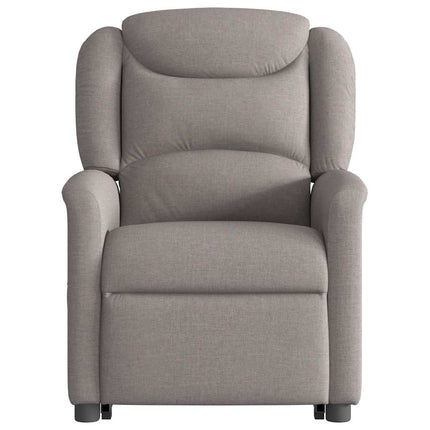 Reclinerfåtölj med uppresningshjälp taupe tyg