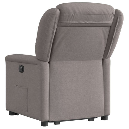 Reclinerfåtölj med uppresningshjälp taupe tyg