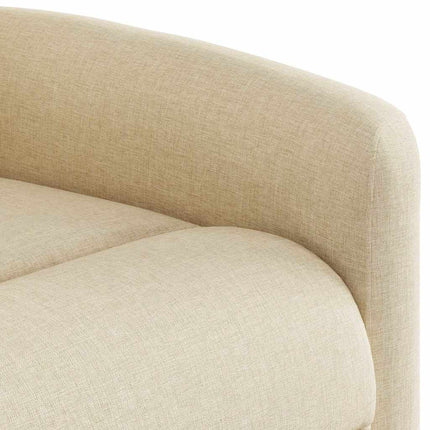 Reclinerfåtölj med uppresningshjälp gräddvit tyg