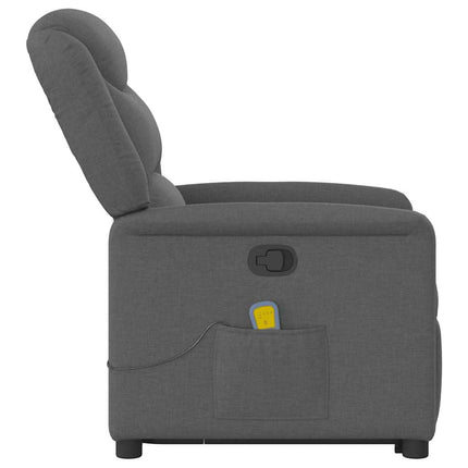 Massagefåtölj med uppresningshjälp mörkgrå tyg