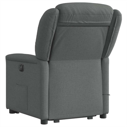 Massagefåtölj med uppresningshjälp mörkgrå tyg