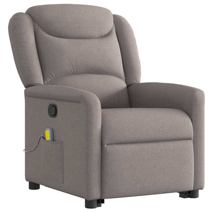 Massagefåtölj med uppresningshjälp taupe tyg